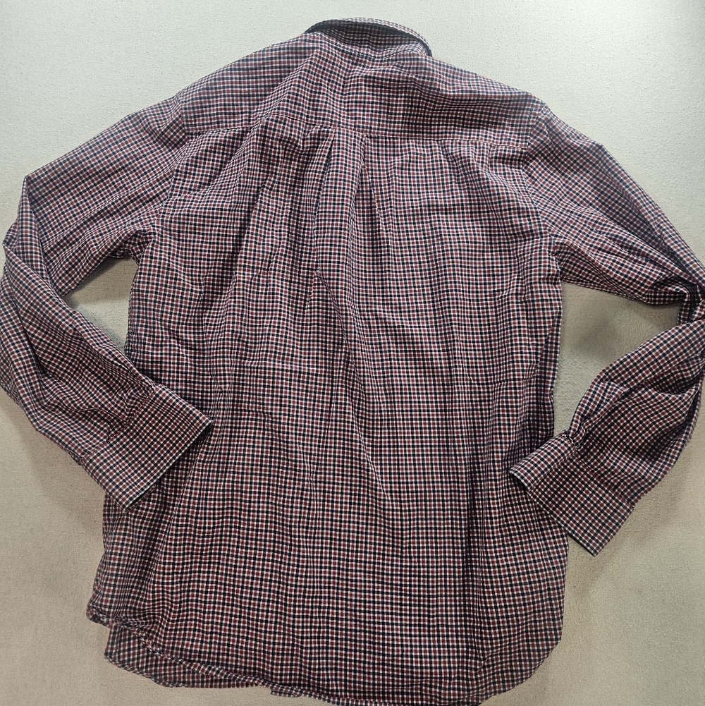 Scott Barber Button Down Shirt Large Red Blue Check Cotton - Picture 5 of 5